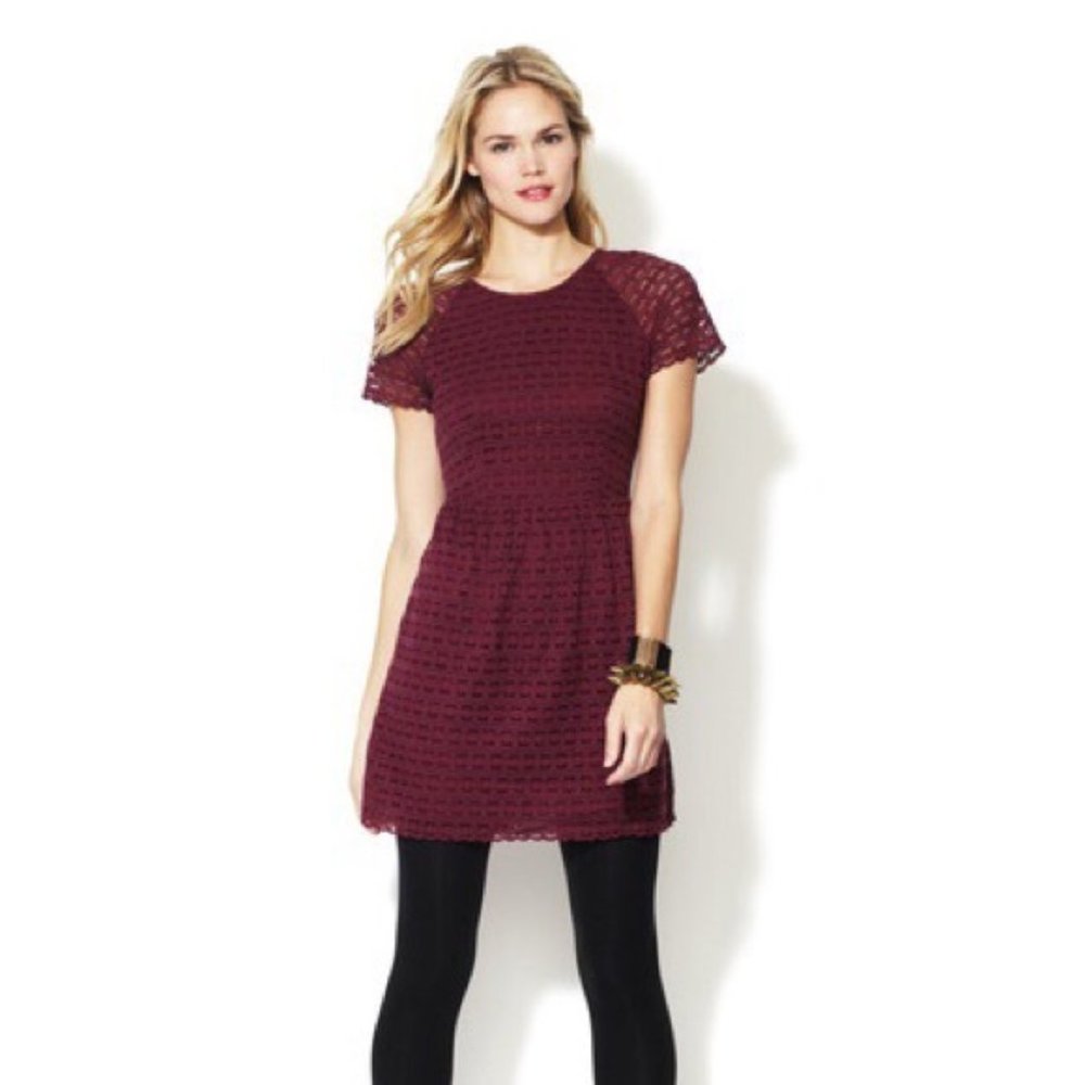 Free People candy woven lace dress burgundy henna